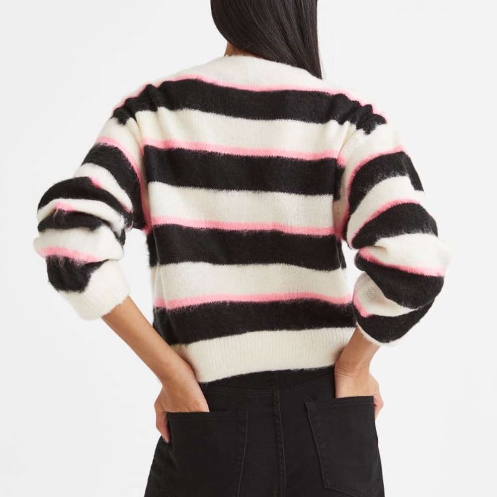 Black Pink Cream Stripe Knit Sweater - Picture 4 of 8